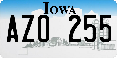 IA license plate AZO255