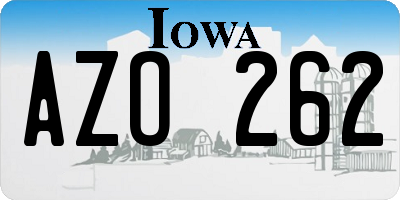 IA license plate AZO262