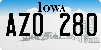 IA license plate AZO280