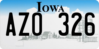 IA license plate AZO326