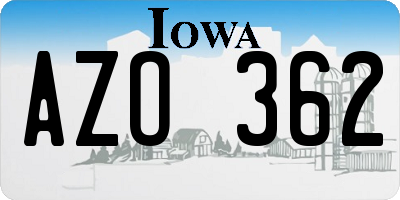 IA license plate AZO362