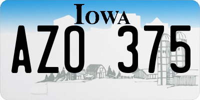 IA license plate AZO375