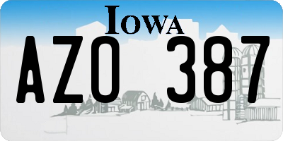 IA license plate AZO387