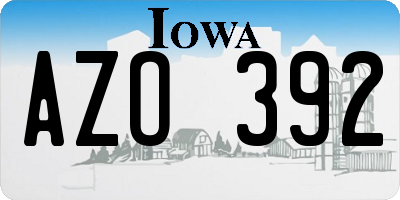 IA license plate AZO392