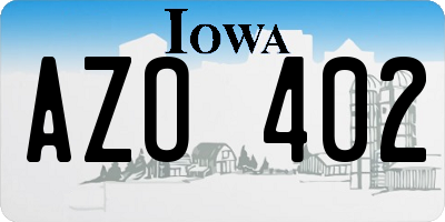 IA license plate AZO402