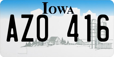 IA license plate AZO416