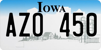 IA license plate AZO450