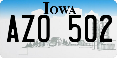 IA license plate AZO502