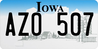 IA license plate AZO507