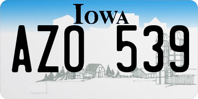 IA license plate AZO539