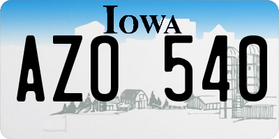 IA license plate AZO540