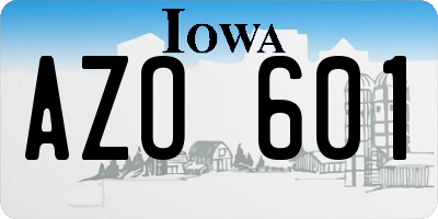 IA license plate AZO601