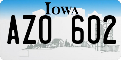 IA license plate AZO602