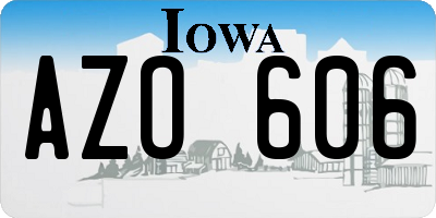 IA license plate AZO606