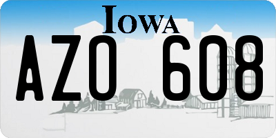 IA license plate AZO608