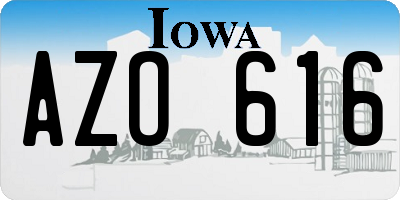 IA license plate AZO616