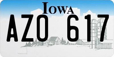 IA license plate AZO617
