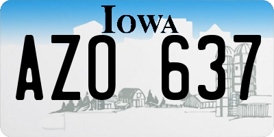 IA license plate AZO637