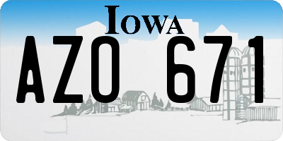 IA license plate AZO671