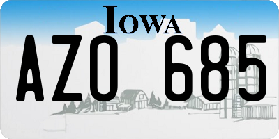 IA license plate AZO685