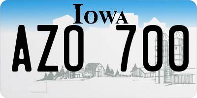 IA license plate AZO700