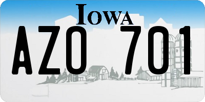 IA license plate AZO701