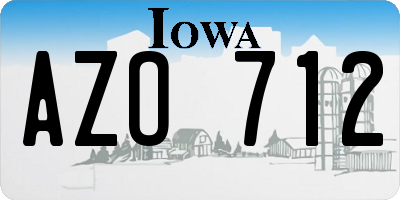 IA license plate AZO712