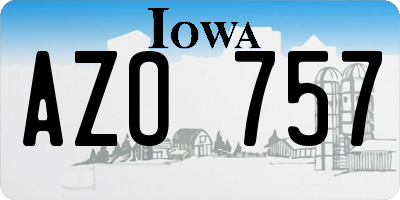 IA license plate AZO757