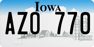 IA license plate AZO770