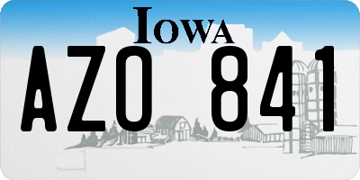 IA license plate AZO841