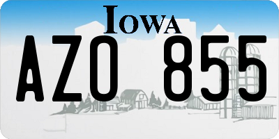 IA license plate AZO855
