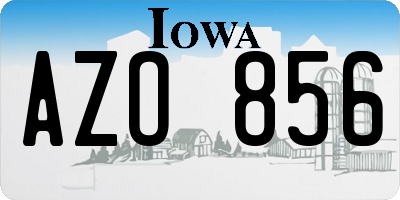 IA license plate AZO856