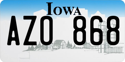 IA license plate AZO868