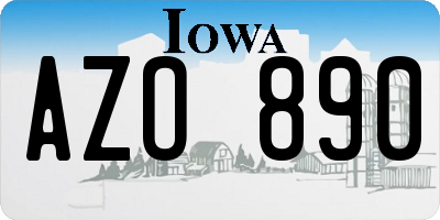 IA license plate AZO890