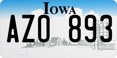 IA license plate AZO893
