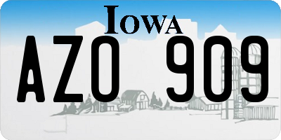 IA license plate AZO909