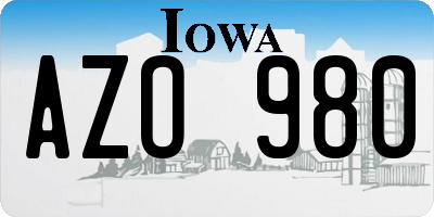 IA license plate AZO980