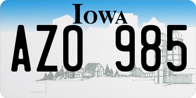IA license plate AZO985