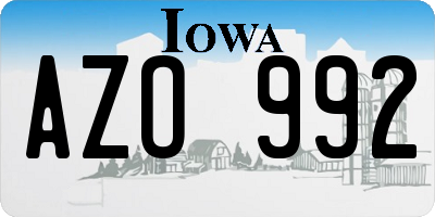 IA license plate AZO992