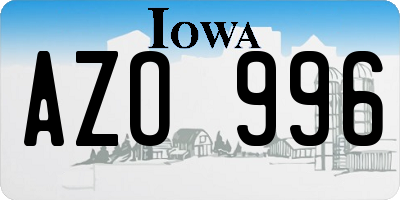 IA license plate AZO996