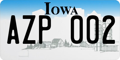 IA license plate AZP002