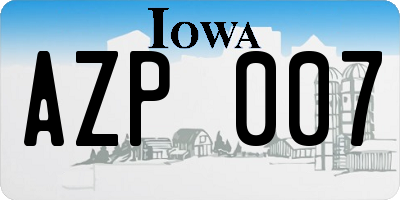 IA license plate AZP007