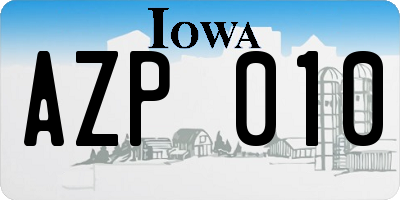 IA license plate AZP010