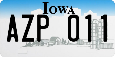 IA license plate AZP011