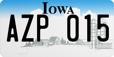 IA license plate AZP015