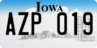 IA license plate AZP019