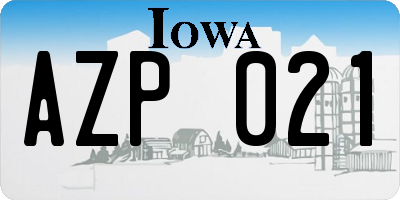 IA license plate AZP021