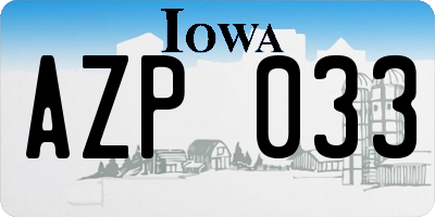 IA license plate AZP033