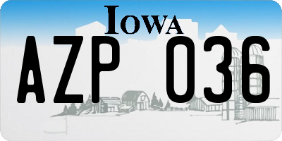 IA license plate AZP036