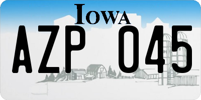 IA license plate AZP045